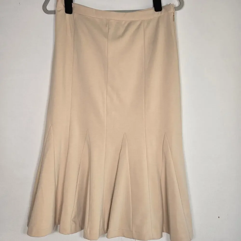 Spiegel Womens Beige Flare Polyester Blend Side Zip Classic Fit Skirt Size 10P